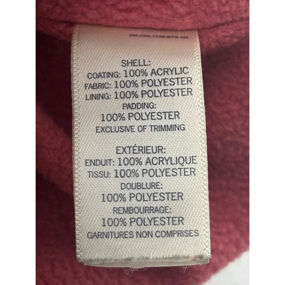 OshKosh Bgosh Girls Navy Blue Cherry Print Hooded Puffer Jacket Fleece Lined 12M